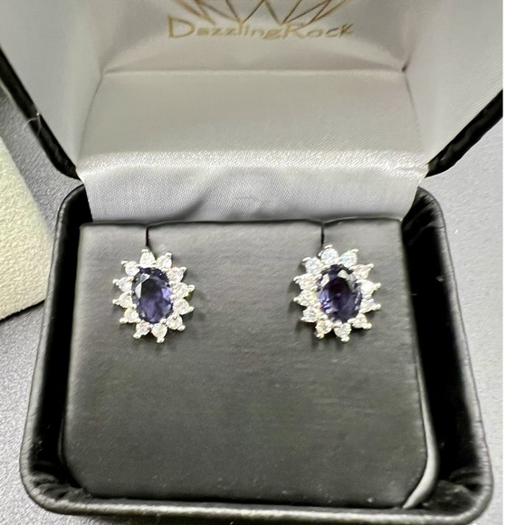 NIB S925 Stamped Silver Amethyst & Zircon Earrings - Picture 9 of 12